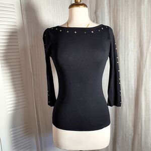 Ziani Couture Blouse Size S Women’s Boutique Black Sleek Gothic 3/4 Sleeve Top